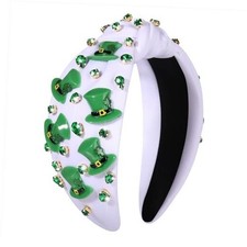 St.Patrick's Day Headband for Women Green Irish Crystal Embellished Top Hat