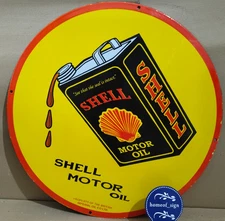 Shell Motor Oil Porcelain Enamel Sign 30 X 30 Inches 1 sides