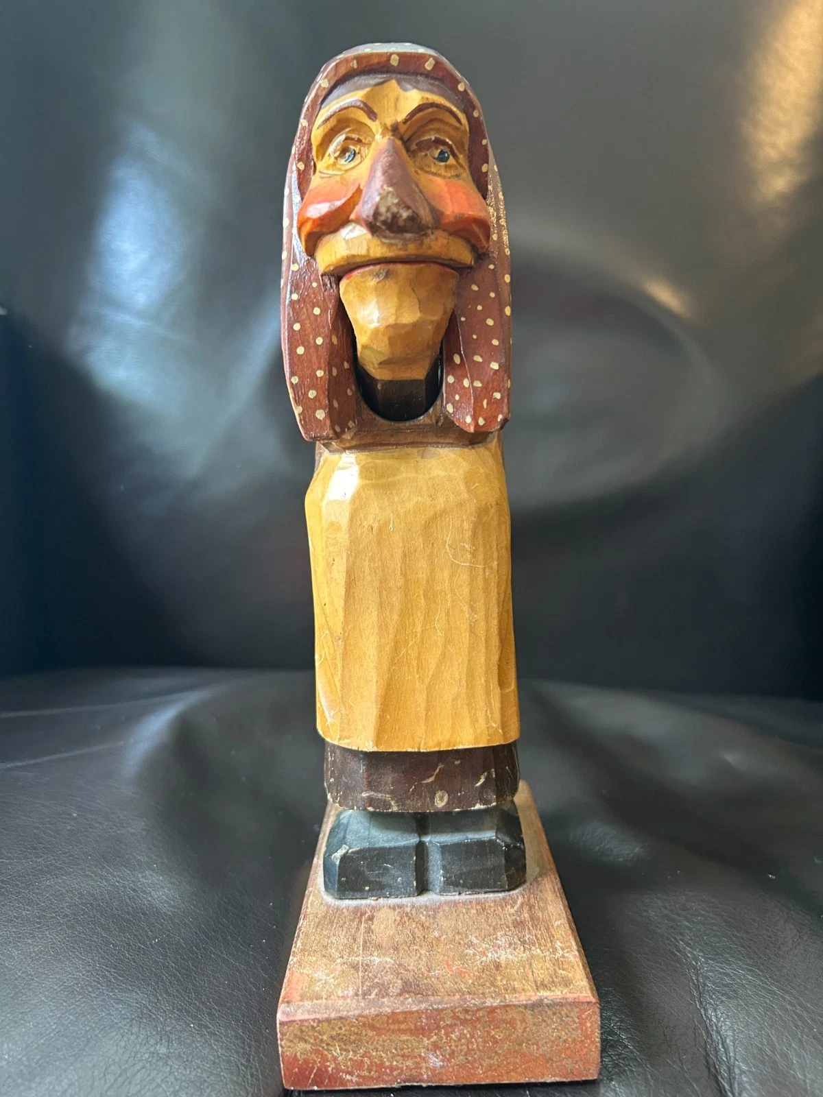 RARE Vintage 10” ANRI German Hand-Carved Hand-Painted Wood Nutcracker Woman