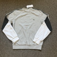 Lacoste Mens Crewneck Grey Colorblock Sweater Size Small 3
