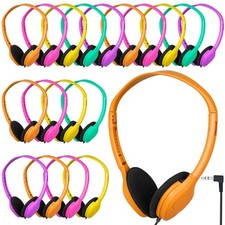 20 PCS Class Set Headphones Kids Students School Classroom 3.5mm Mixed Colors