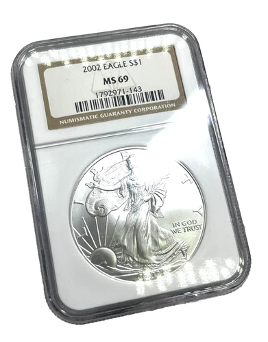 2002 American Eagle Silver Dollar NGC MS69 1oz Fine Silver .999 Coin