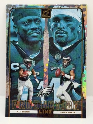 A.J. Brown/Jalen Hurts 2024 Panini Donruss Production Line Insert No. 6 Eagles