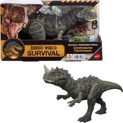 Mattel Jurassic World Wild Roar Ceratosaurus 4.7244 inches, Multicolor 