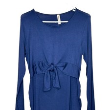 Hello Miz Navy Blue Tie Front Ruched Maternity Dress Size L NWT