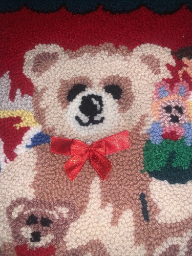 Needlepoint Christmas Stocking Teddy Bear Presents Toys - Picture 2 of 3