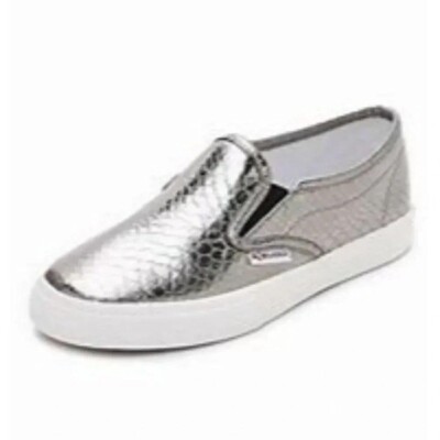 Superga Silver Metallic Slip on Sneakers Size 9.5 MSRP $98