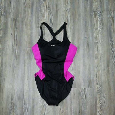 Nike Women's Swim Color Surge Powerback 1 Piece Swimsuit Pink/Blk NESS9362-693 M