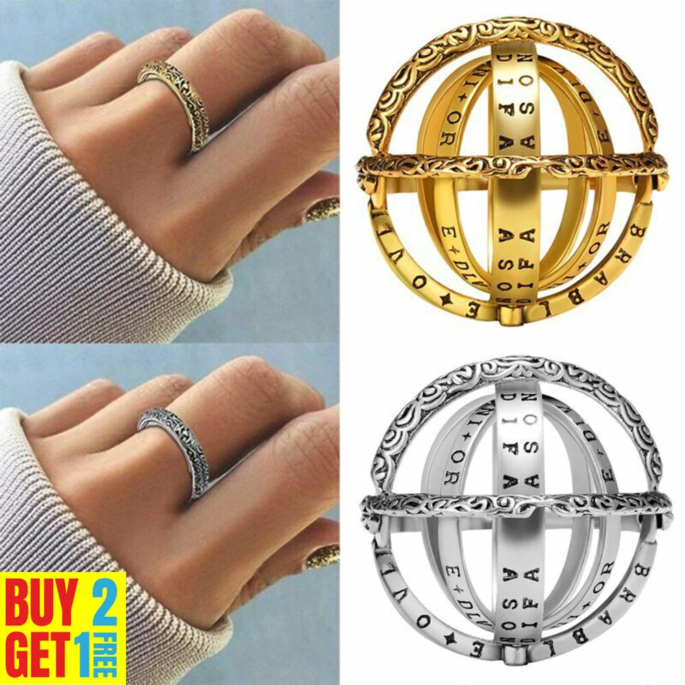 Creative Stainless Steel Astronomical Ball Rings Vintage Sphere