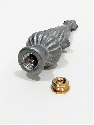 Ornate Cast Pot Metal Lamp Shade Finial-Dual Thread (3-1/4") - Picture 3 of 5
