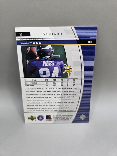 1999 Upper Deck Black Diamond Randy Moss Minnesota Vikings #59 - Bild 2 von 2