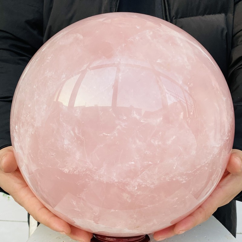 58.3LB Natural Pink Rose Quartz Sphere Crystal Ball Reiki Healing 26500g