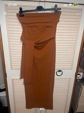 Missguided rust cut out tie waist midi dress