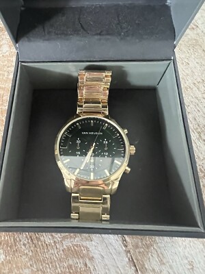 Men's Van Heusen Gold Watch In Box Works VAN2123BU
