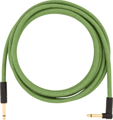 Fender Tool Cable Jack 6.3mmMMM Staight/Angled Green 3mt Festival Hemp