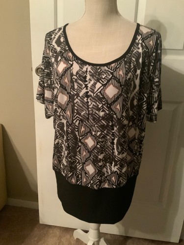 🌸 Cato Black White Print Ladies Stretchy Blouse Top Size L 🌸NWOT - Picture 9 of 9