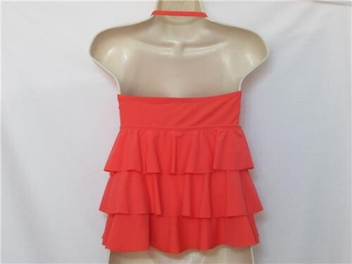 NWT Island Escape 2 Piece Ruffle Tankini Top with Skirtini Coral Color Size 8 - Picture 3 of 6