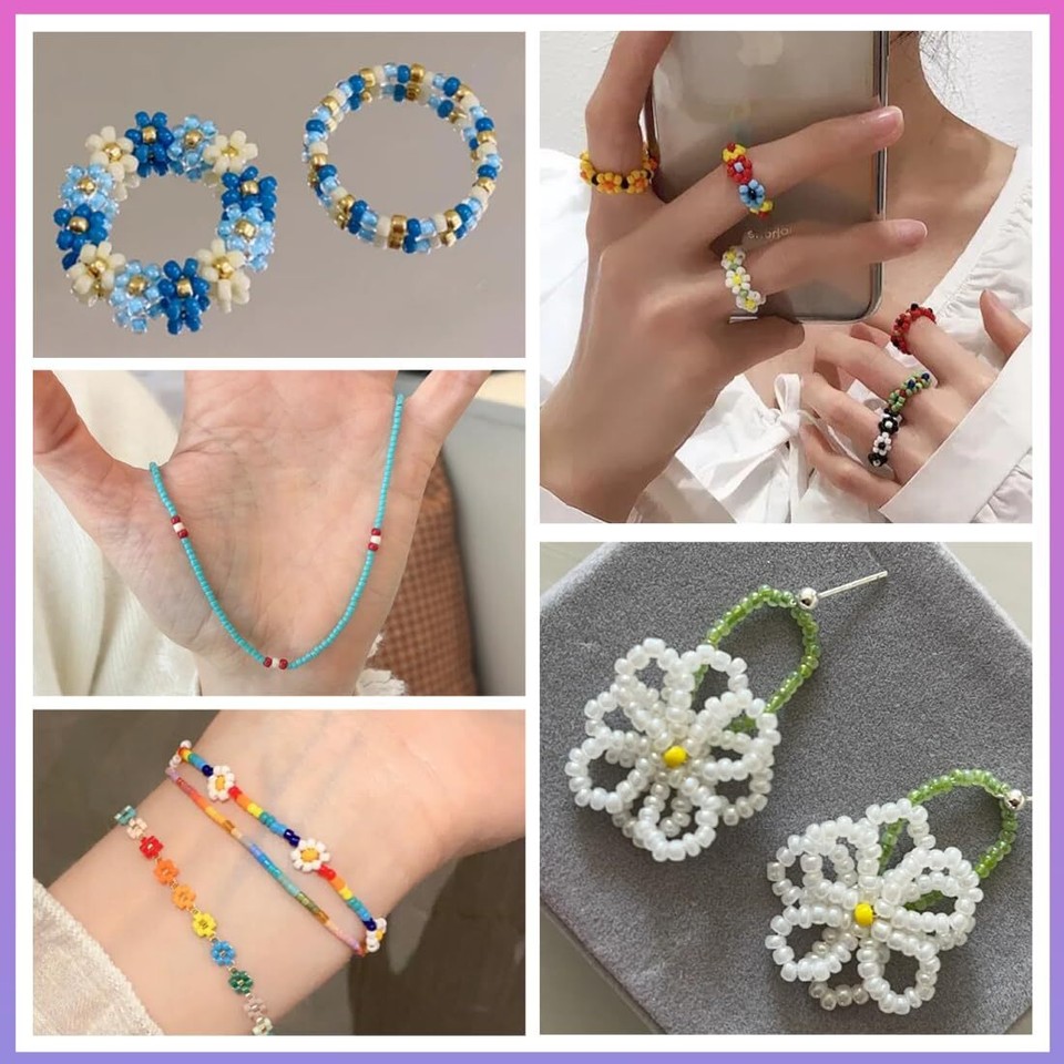 ZANZANYUHANG 4mm Seed Beads for Bracelets 24 Colors Bracelet Making Kit