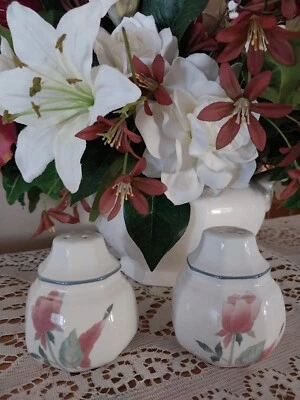 Silk Flowers Salt & Pepper Sets By Mikasa Continetal- Vintage - Image 1 of 3