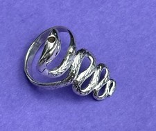 New 925 Sterling Silver 1 1/8 inches Long Detailed Snake Ring