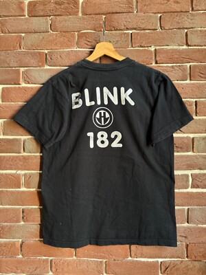 Rare Vintage 00s Y2K Blink 182 Crappy Rock Band Tshirt Large black