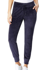 32 Degrees Heat Women's Velour Jogger Pants Purple Navy