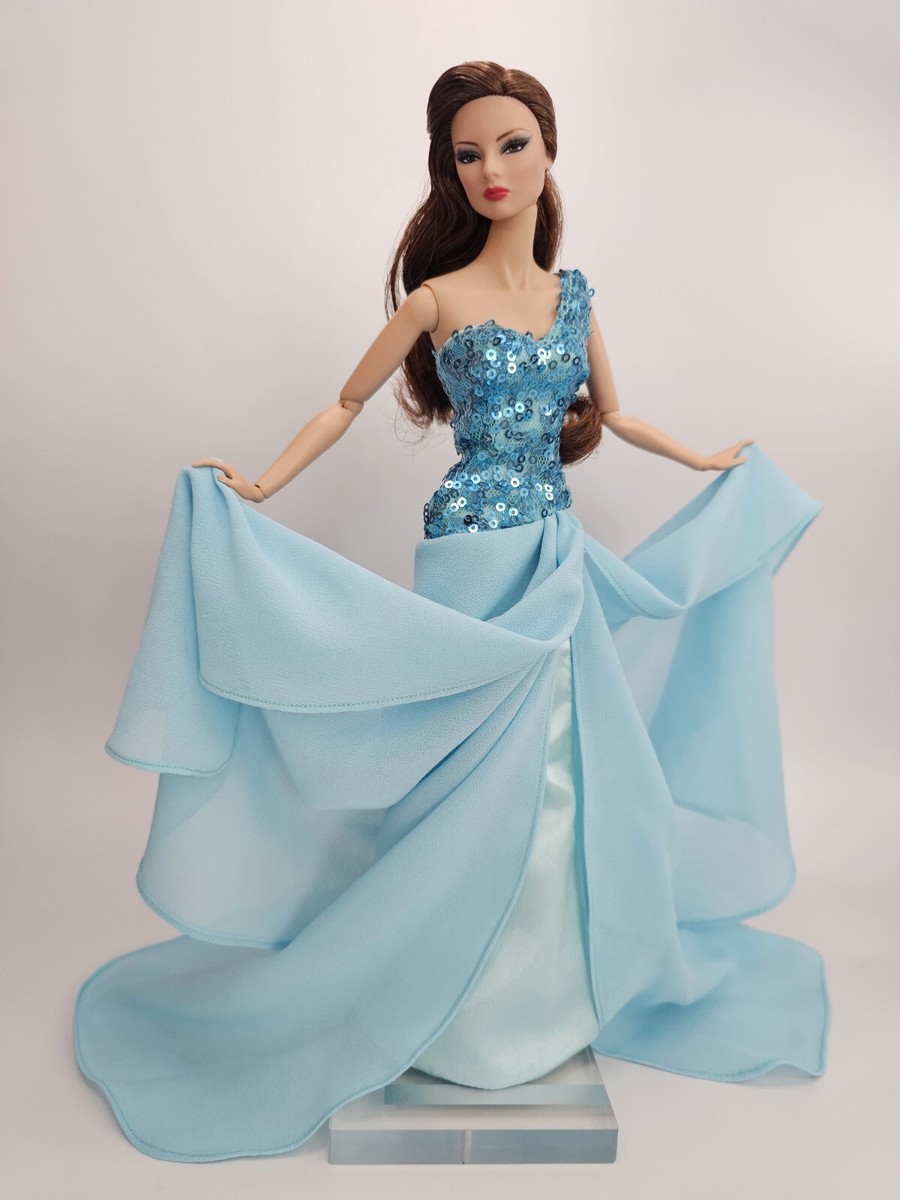 Blue Chiffon Evening Dress Outfit For Barbie Silkstone Fashion