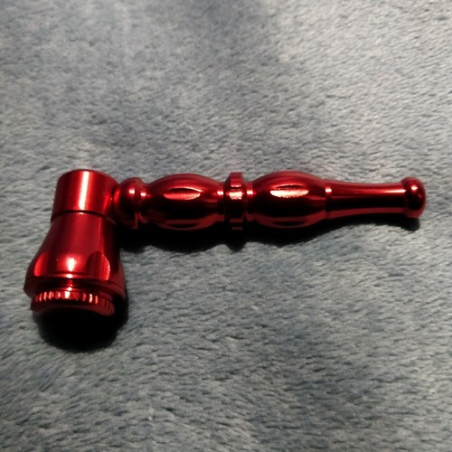 NEW Small Red Stylish Smoking Pipe Tobacco Herb Portable Metal Pocket Size - 第 3/8 張圖片