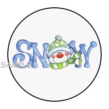 30 CUTE SNOW ENVELOPE SEALS LABELS STICKERS 1.5" ROUND SNOWMAN CHRISTMAS FAVORS