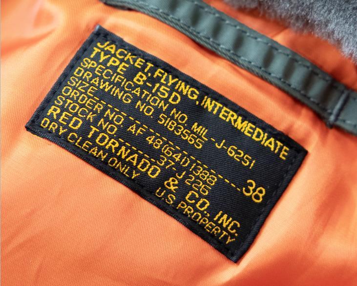 Red Tornado USAF B-15D Flight Jacket Winter Military Bomber Pilot