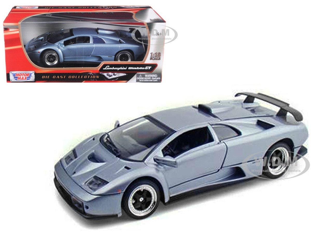 LAMBORGHINI DIABLO GT SILVER 1/18 DIECAST MODEL CAR BY MOTORMAX