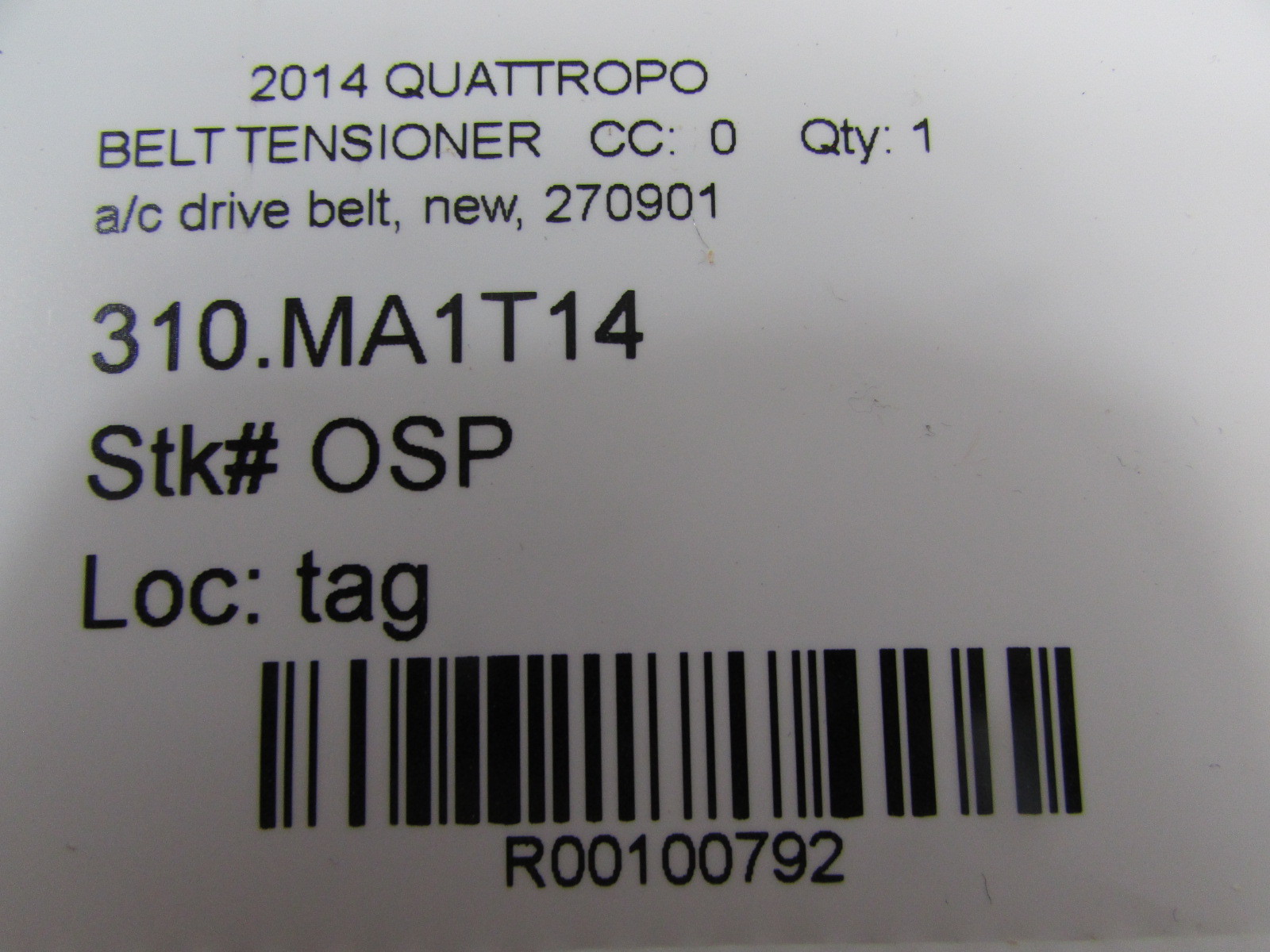 2014 Maserati Quattroporte, AC Drive Belt, New, P/N 270901