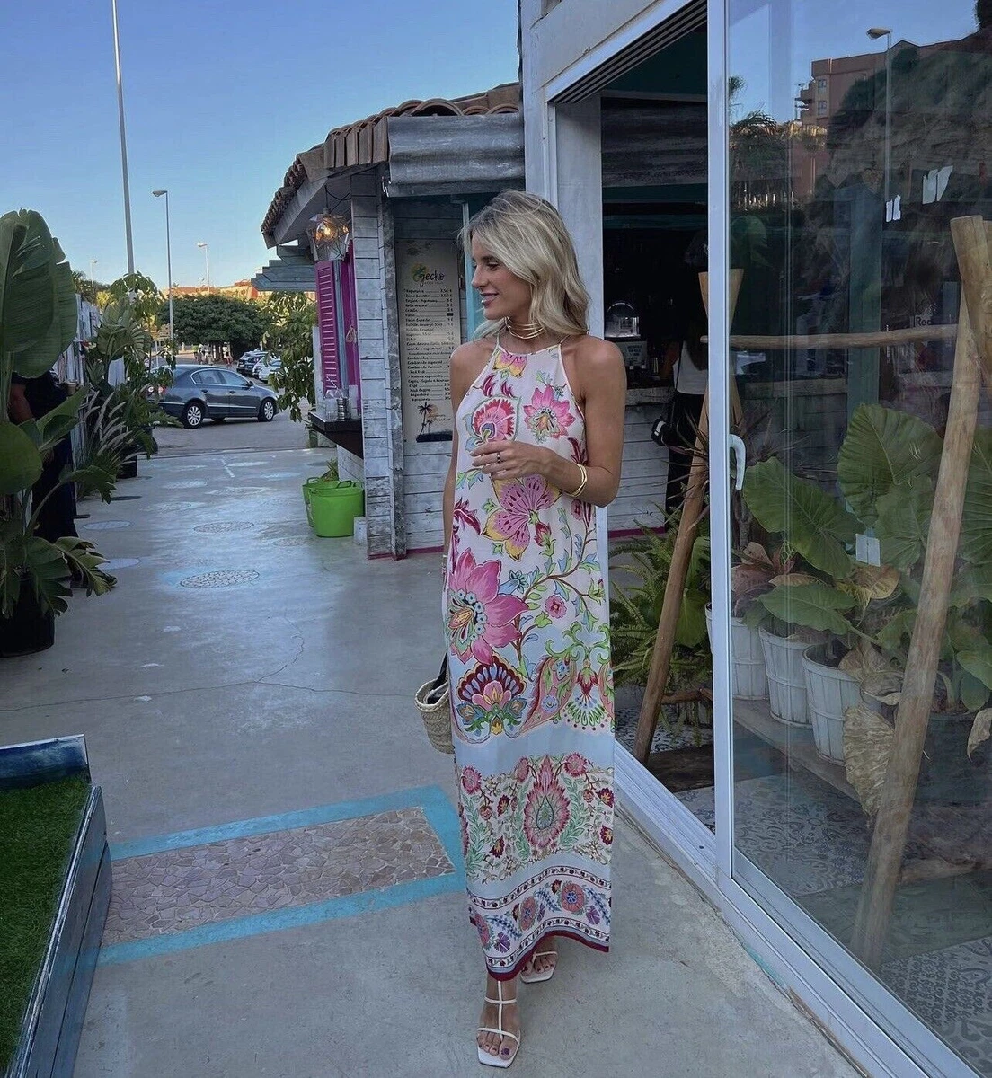 Printed flowing store dress zara