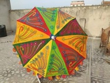 Indian Garden Parasol Multi Hand Embroidered Outdoor Sun Shade Patio Umbrella 72