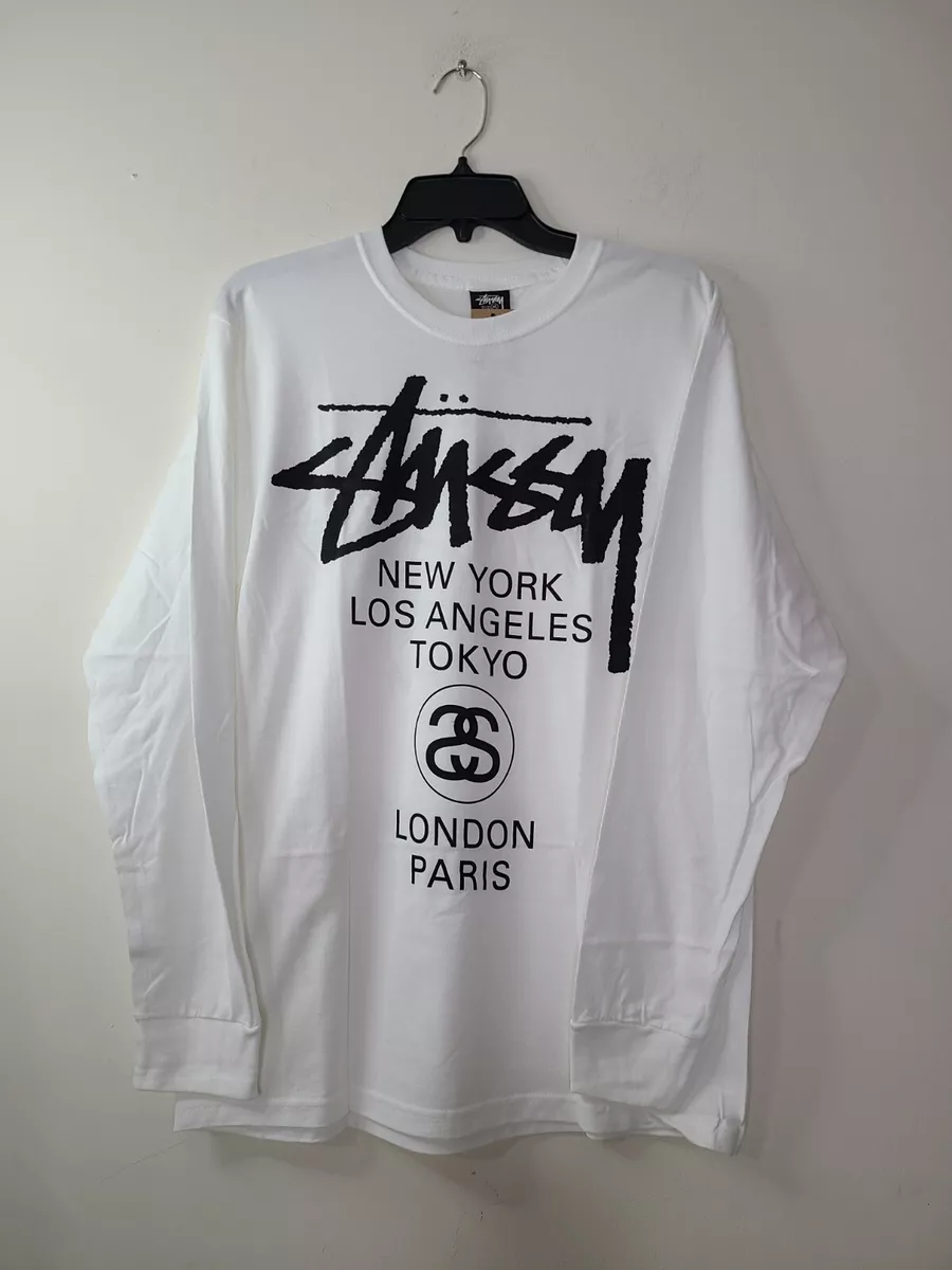 STUSSY WORLD TOUR WHITE LONG SLEEVE T-SHIRT SIZE M (UNISEX)