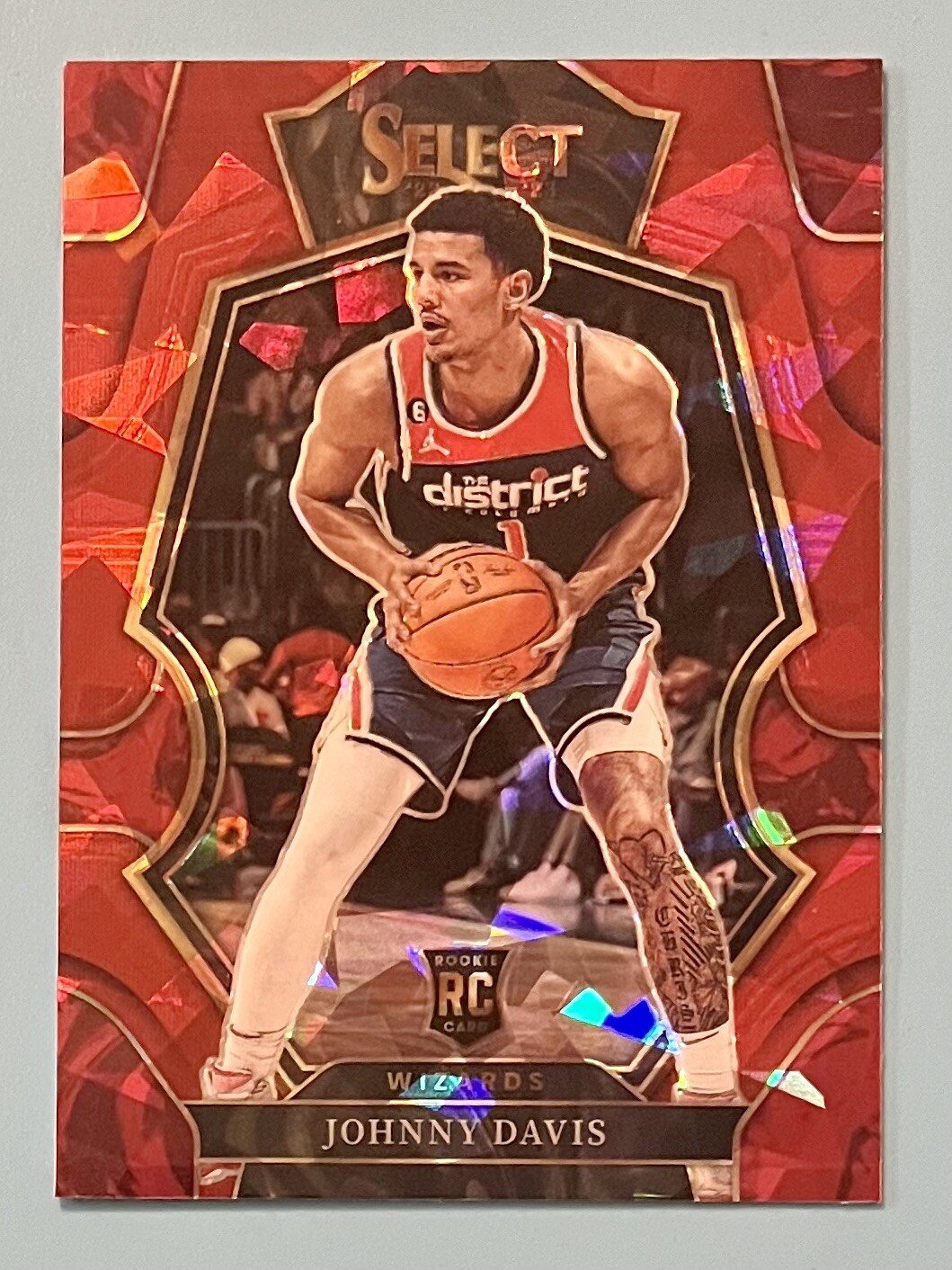 2022-23 Panini Select Johnny Davis Red Cracked Ice Prizm RC Rookie #191 Wizards