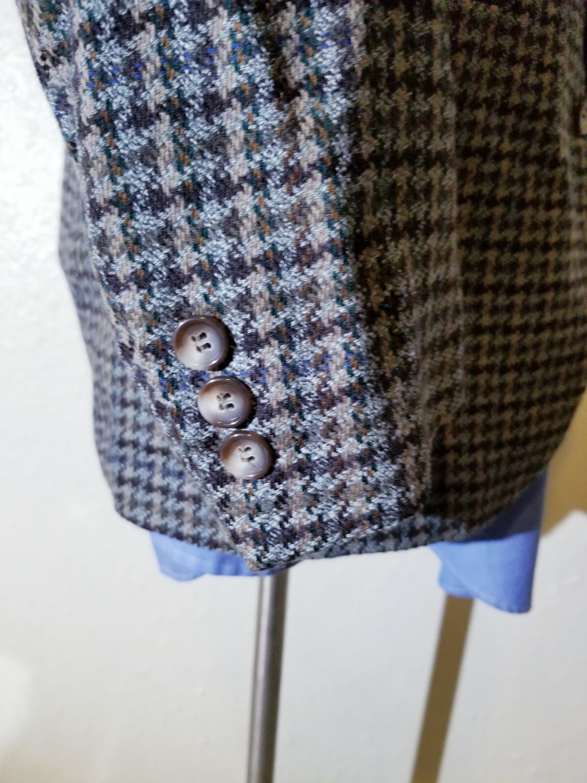 Giacca blazer vintage YSL Gradpa tweed 36R Yves Saint Laurent arancione verde check