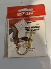 [1] EAGLE CLAW ORIGINAL GOLD-PLATED FISH HOOK HAT PIN/MONEY CLIP - GREAT $$$