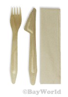 1 Set Holz Besteck Premium Kompostierbar Mit Serviette Einwegbesteck Bio 260099