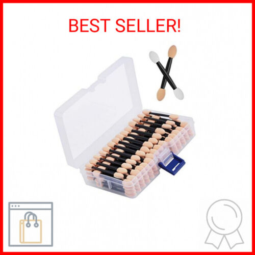 Cuttte 120PCS Disposable Dual Sides Eye Shadow Sponge Applicators with Container