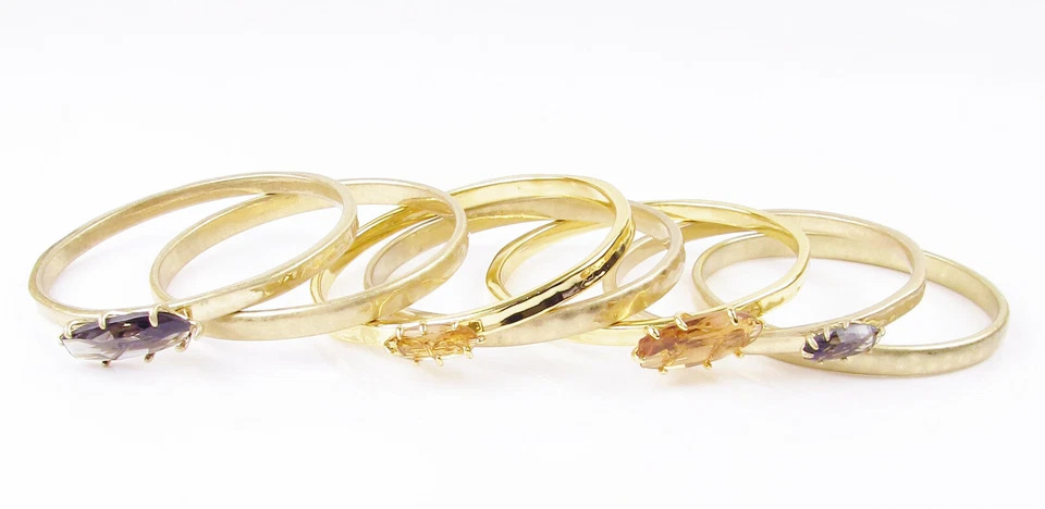 New Robert Lee Morris Soho Leaf Hammered Bangle Bracelets - Set Of 7 $125 - Image 2 of 4