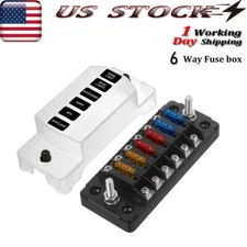 Blade Fuse Block with Cover 12V 6 Way Fuse Box Kit for Car Marine Boat RV Truck