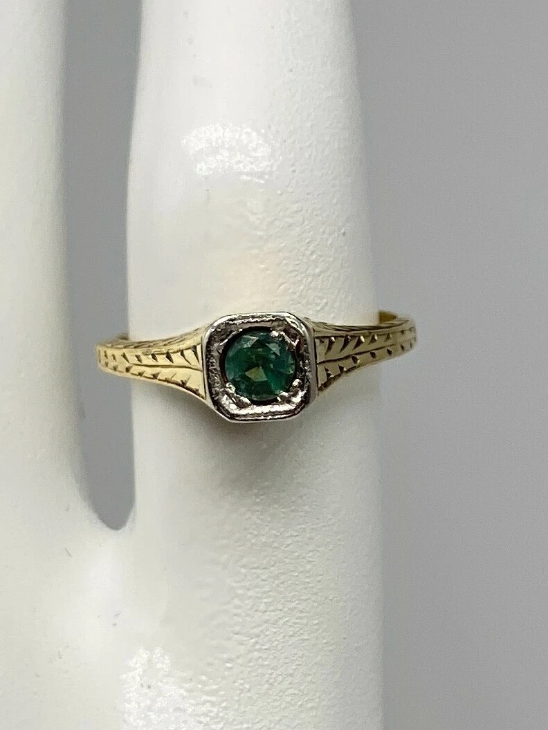 Antique 1920 3400 Natural Alexandrite 14k Yellow Platinum Gold
