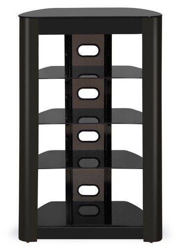 Homeology Zinnia Black Glass 5-Shelf Flat Screen TV/Hi-FI/AV Multimedia Stand - Picture 5 of 7