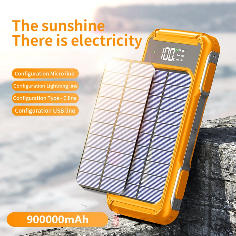 Banco de Energía Solar 50000mAh Portátil Carga Rápida Batería Externa Linterna NUEVO Foto 2 de 4