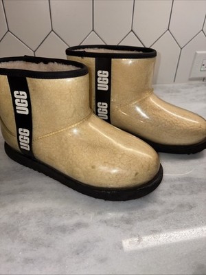 Ugg Classic Clear Mini Rain Boots Ankle Rainboots Cream Shoes Size 6