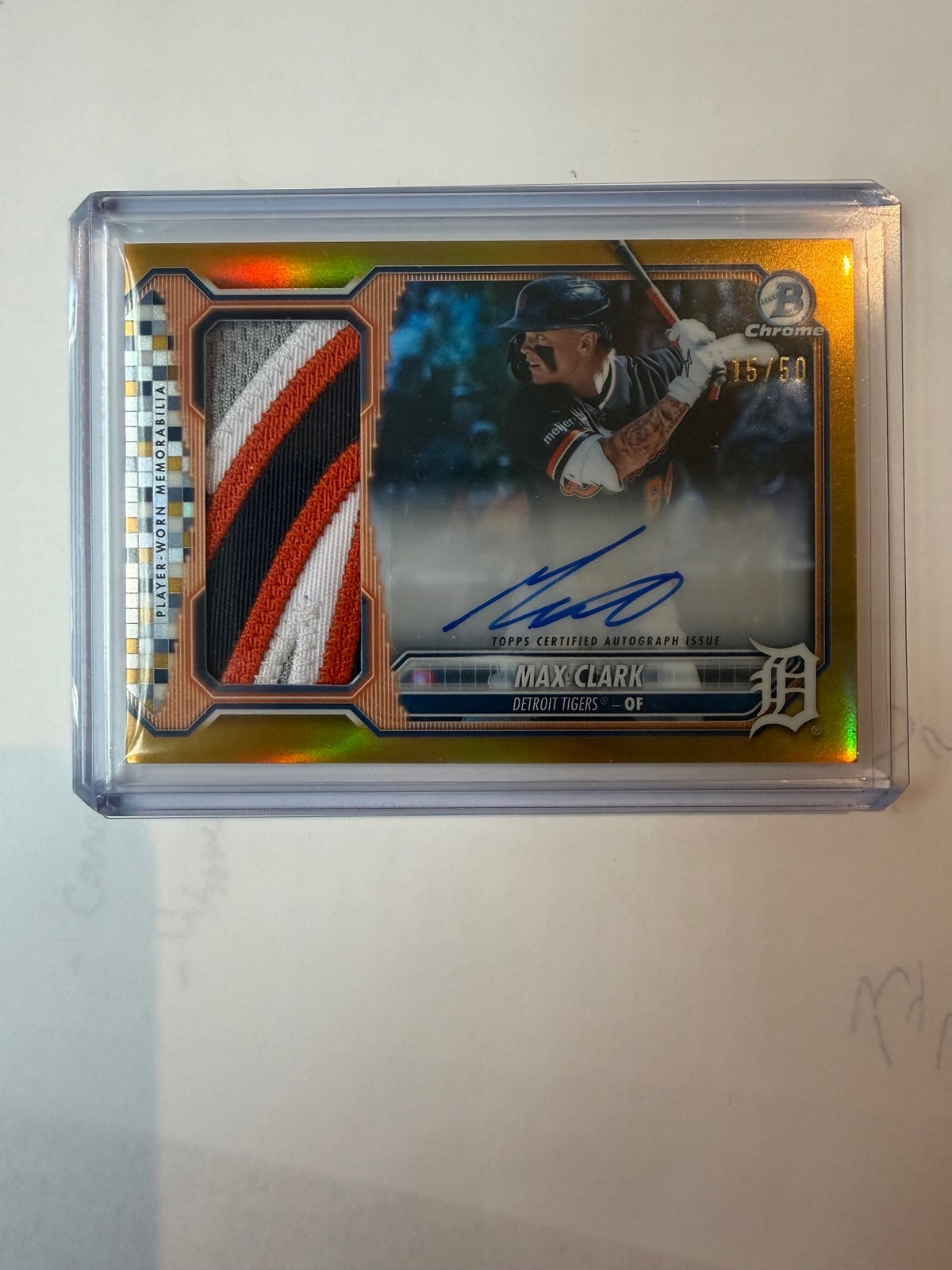 Bowman Chrome 2026 Max Clark Detroit Tigers Jumbo Auto Relic Gold /50 JCAR-MC