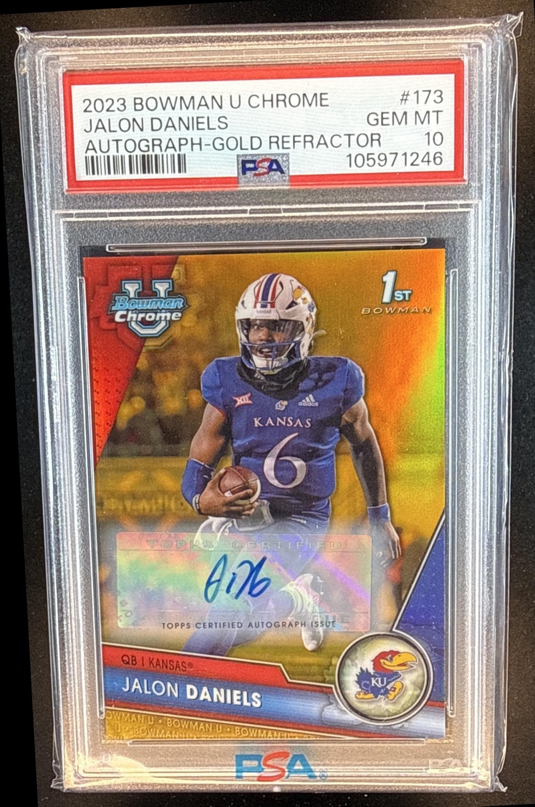 2023 Bowman U Chrome Jalon Daniels Rookie Auto Gold Refractor /50 PSA 10
