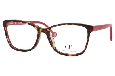 Carolina Herrera VHE-717K 0741 Havana & Red Eyeglasses 54/16/140