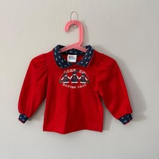 Vintage Girls 18 months Oshkosh Autumn Days Red Long Sleeve Shirt Collared USA